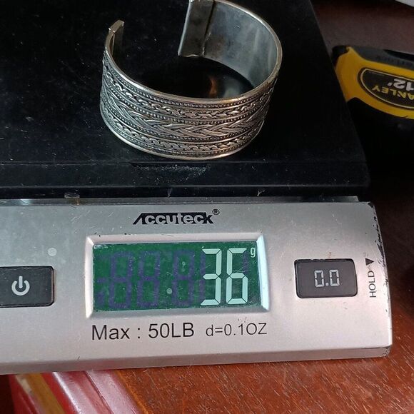 Vintage Wide Braided Silver Cuff Bracelet Mens Unisex Made in India Boho Ethnic - Picture 7 of 7